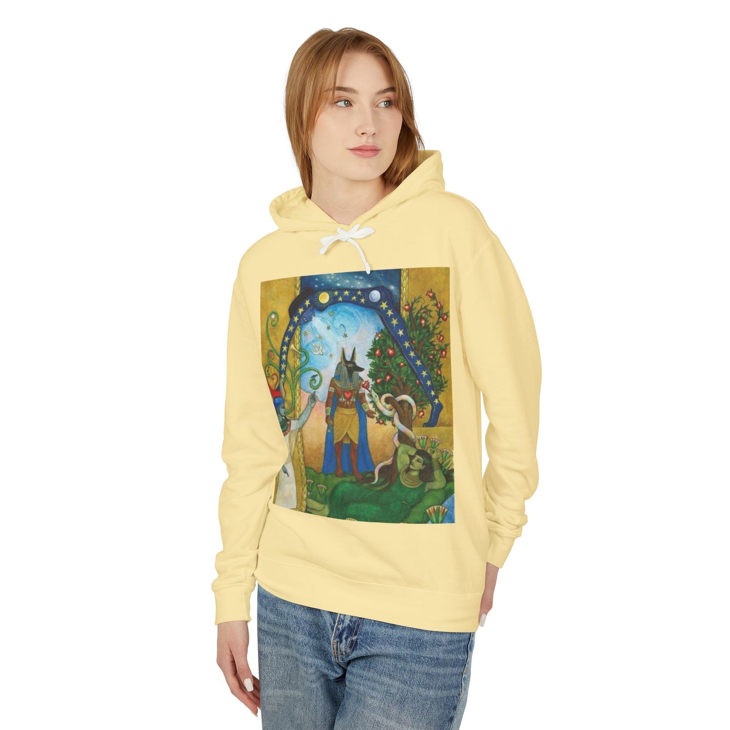 Artistic Unisex Lightweight Hoodie, Cozy sweatshirt, Gift for art lovers, Unique graphic pullover, Perfect for casual wear, Festival apparel