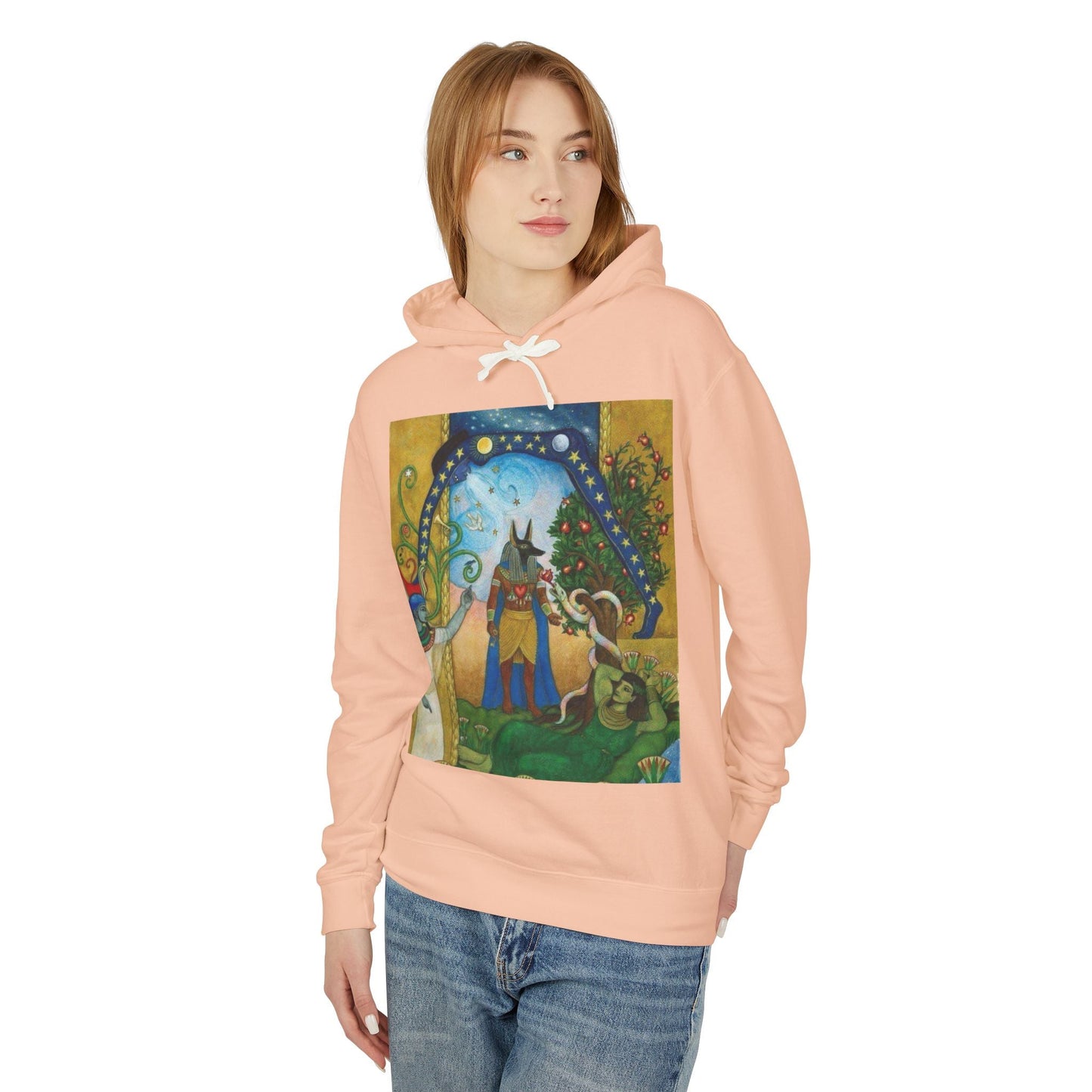Artistic Unisex Lightweight Hoodie, Cozy sweatshirt, Gift for art lovers, Unique graphic pullover, Perfect for casual wear, Festival apparel