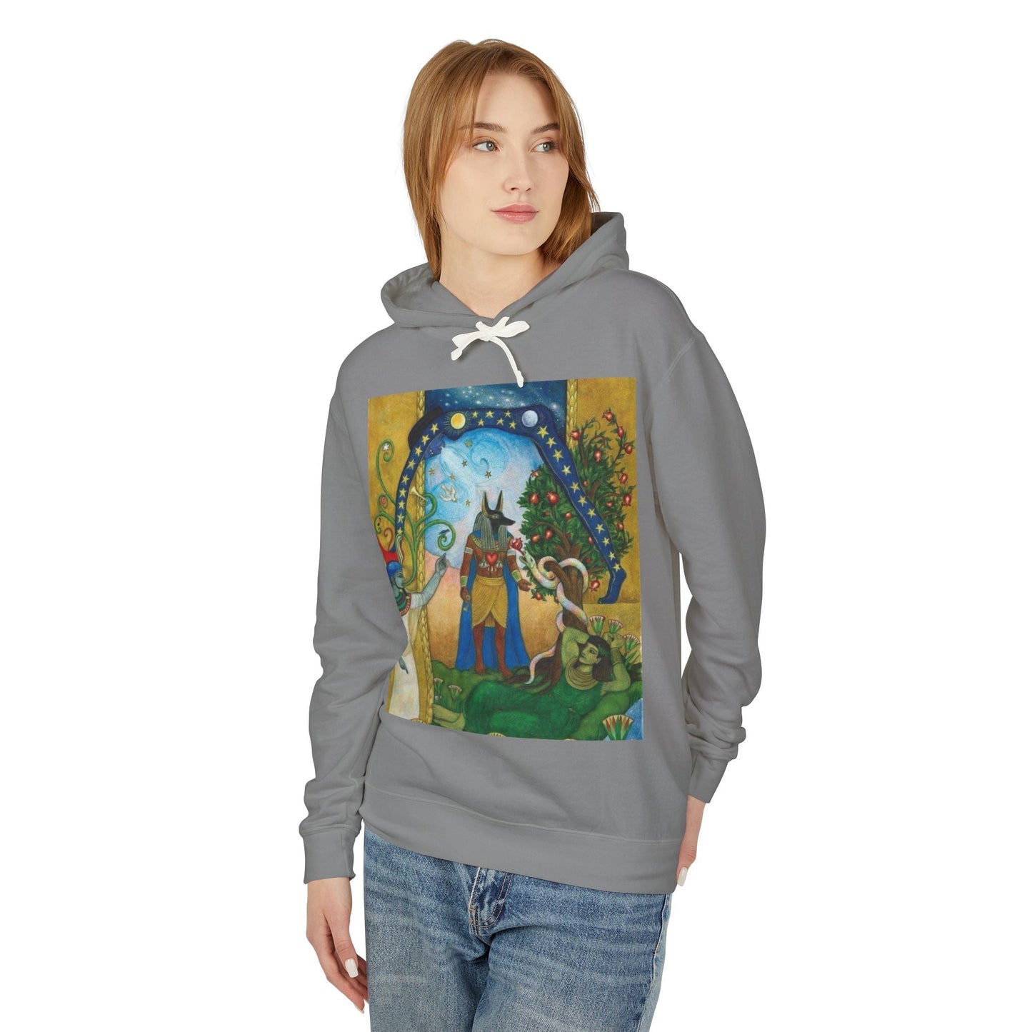 Artistic Unisex Lightweight Hoodie, Cozy sweatshirt, Gift for art lovers, Unique graphic pullover, Perfect for casual wear, Festival apparel