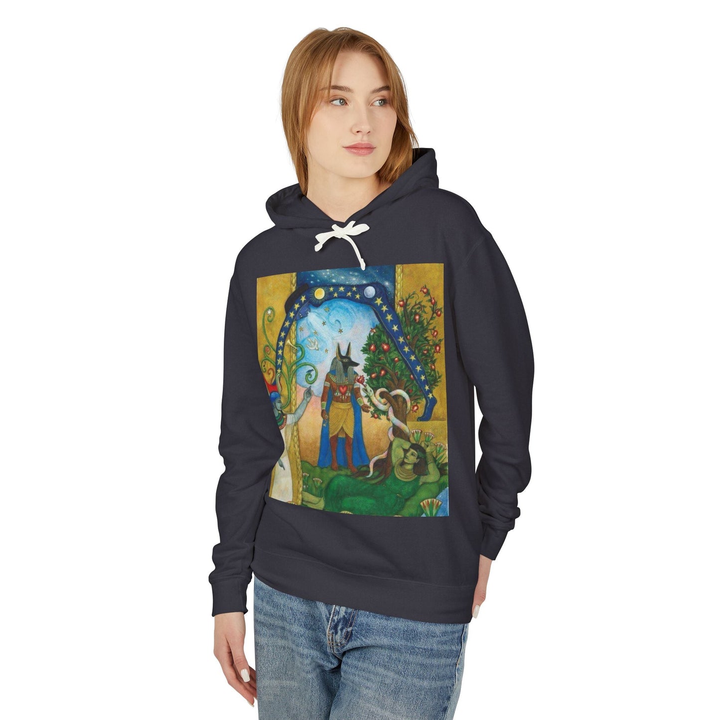 Artistic Unisex Lightweight Hoodie, Cozy sweatshirt, Gift for art lovers, Unique graphic pullover, Perfect for casual wear, Festival apparel