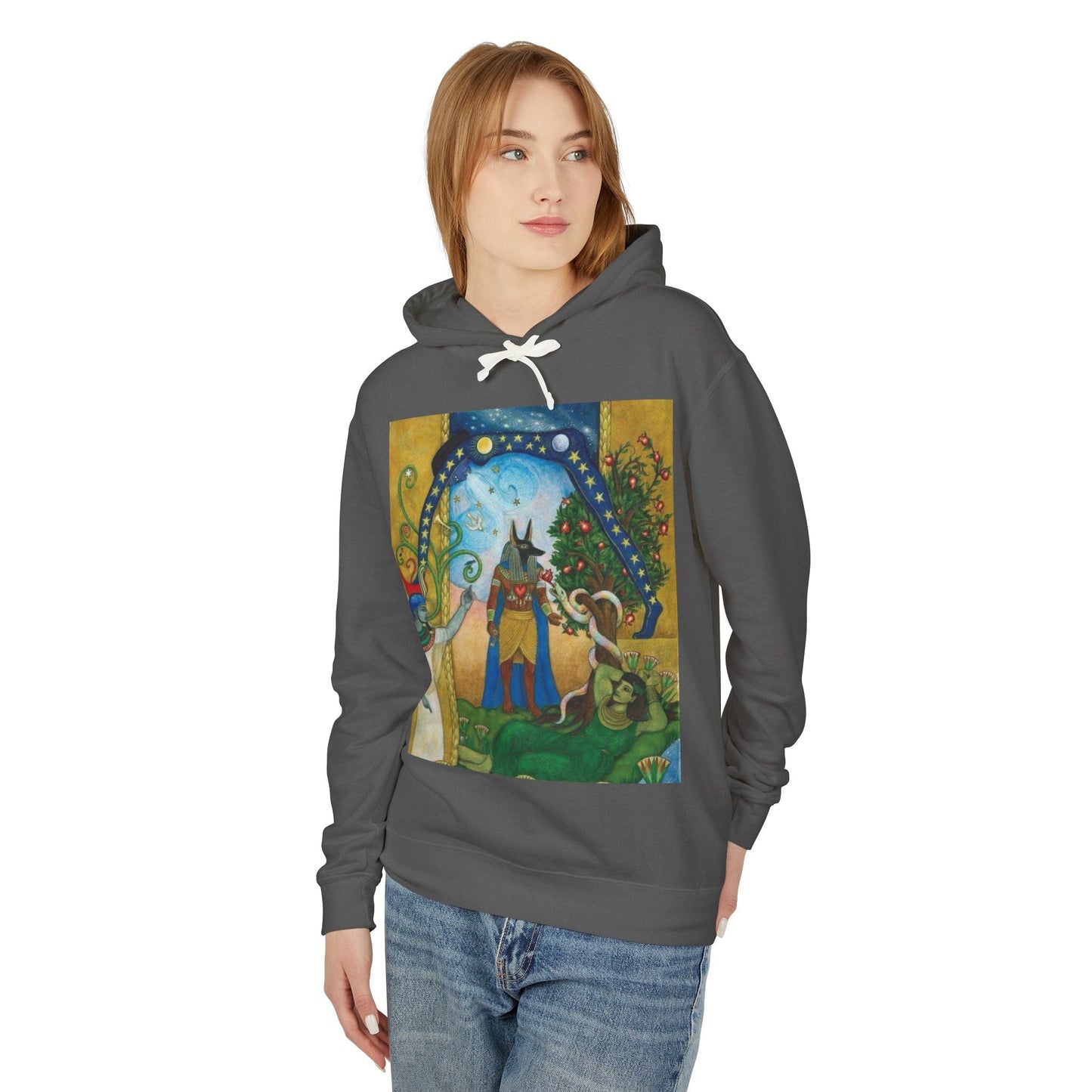 Artistic Unisex Lightweight Hoodie, Cozy sweatshirt, Gift for art lovers, Unique graphic pullover, Perfect for casual wear, Festival apparel