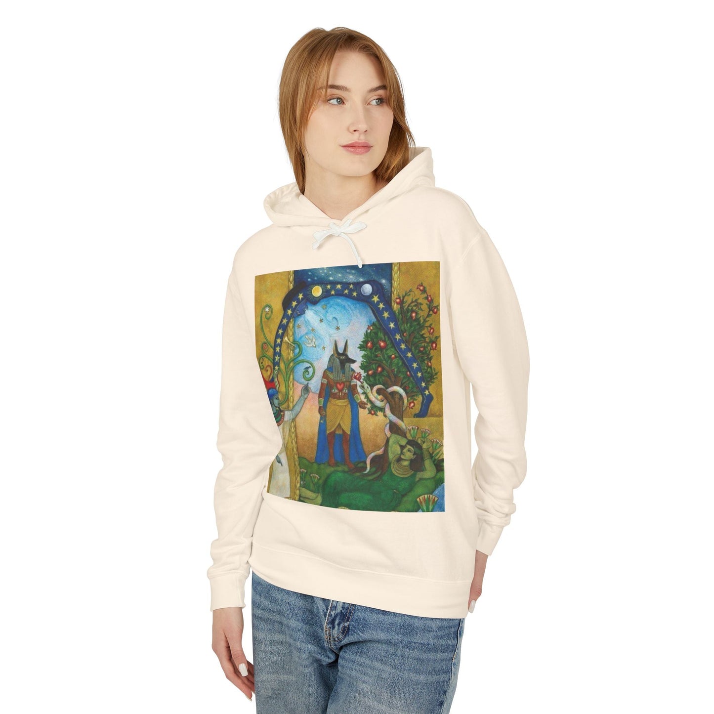 Artistic Unisex Lightweight Hoodie, Cozy sweatshirt, Gift for art lovers, Unique graphic pullover, Perfect for casual wear, Festival apparel