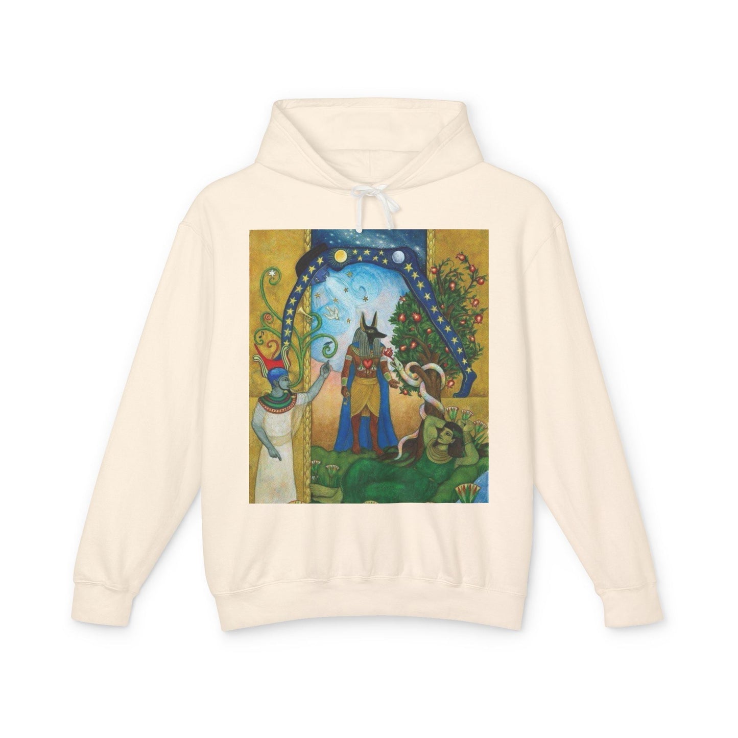 Artistic Unisex Lightweight Hoodie, Cozy sweatshirt, Gift for art lovers, Unique graphic pullover, Perfect for casual wear, Festival apparel