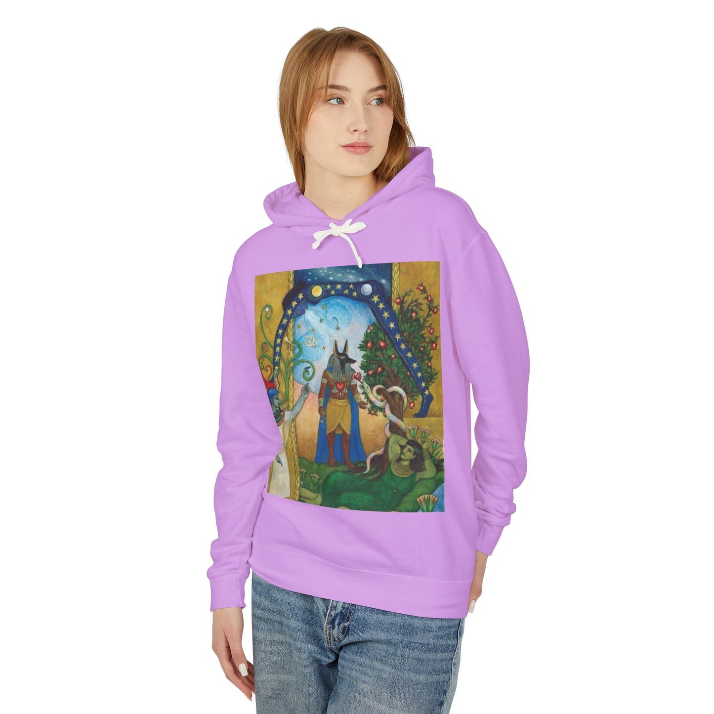 Artistic Unisex Lightweight Hoodie, Cozy sweatshirt, Gift for art lovers, Unique graphic pullover, Perfect for casual wear, Festival apparel