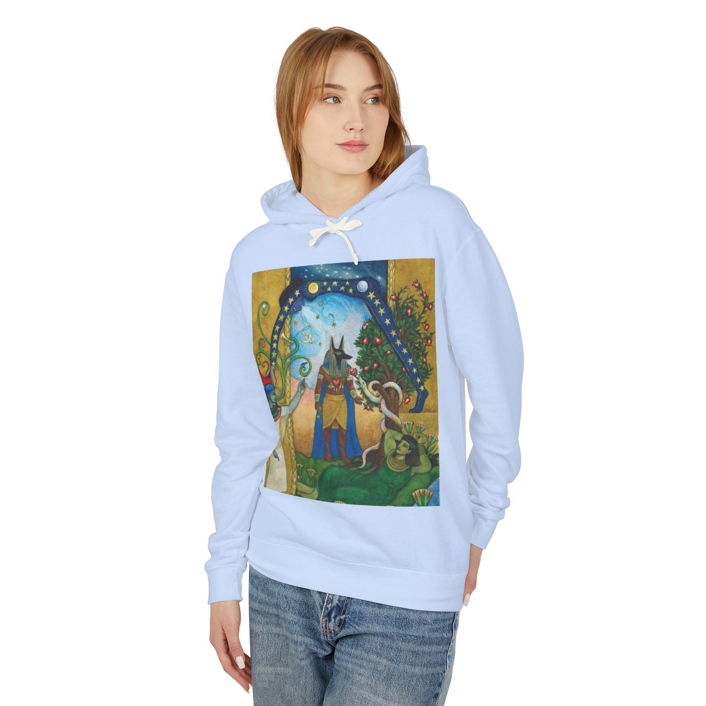 Artistic Unisex Lightweight Hoodie, Cozy sweatshirt, Gift for art lovers, Unique graphic pullover, Perfect for casual wear, Festival apparel