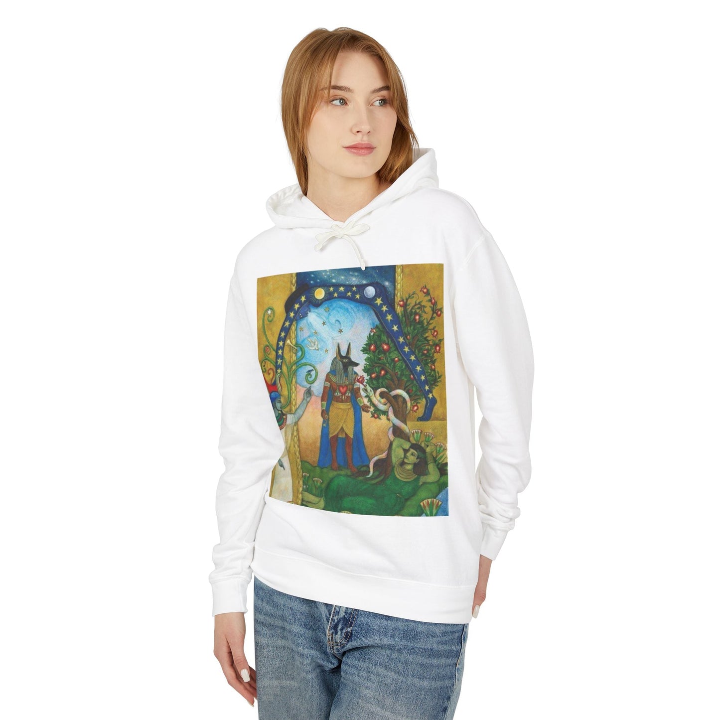 Artistic Unisex Lightweight Hoodie, Cozy sweatshirt, Gift for art lovers, Unique graphic pullover, Perfect for casual wear, Festival apparel