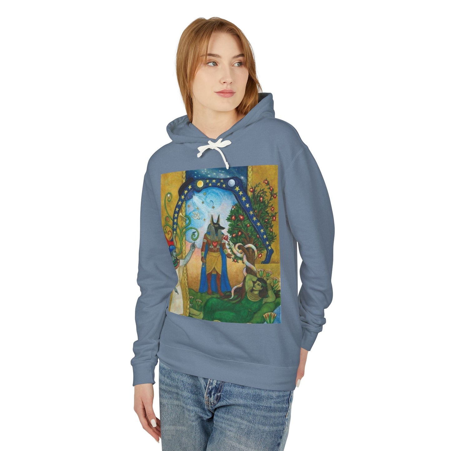 Artistic Unisex Lightweight Hoodie, Cozy sweatshirt, Gift for art lovers, Unique graphic pullover, Perfect for casual wear, Festival apparel