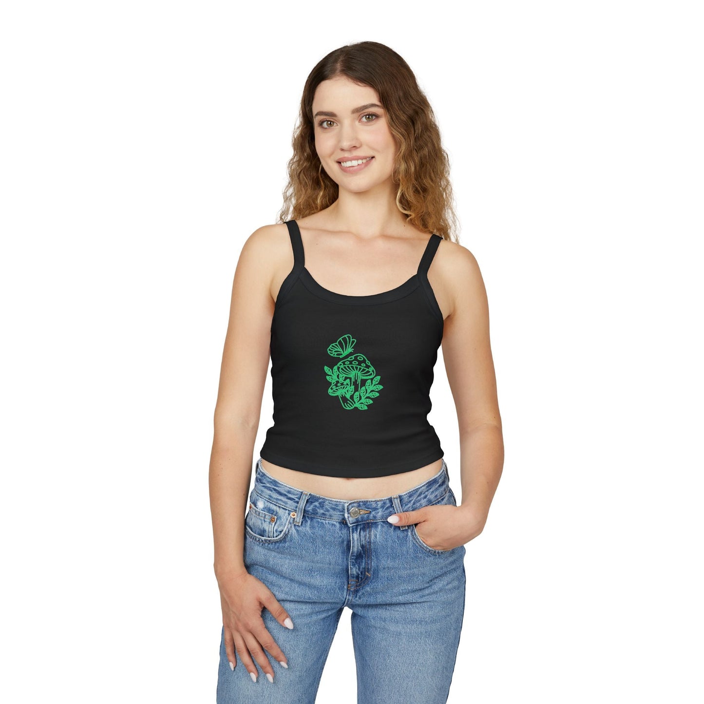 Boho Mushroom Tank Top, Plant Lover Gift, Summer Crop Top, Eco-Friendly Fashion, Festival Wear