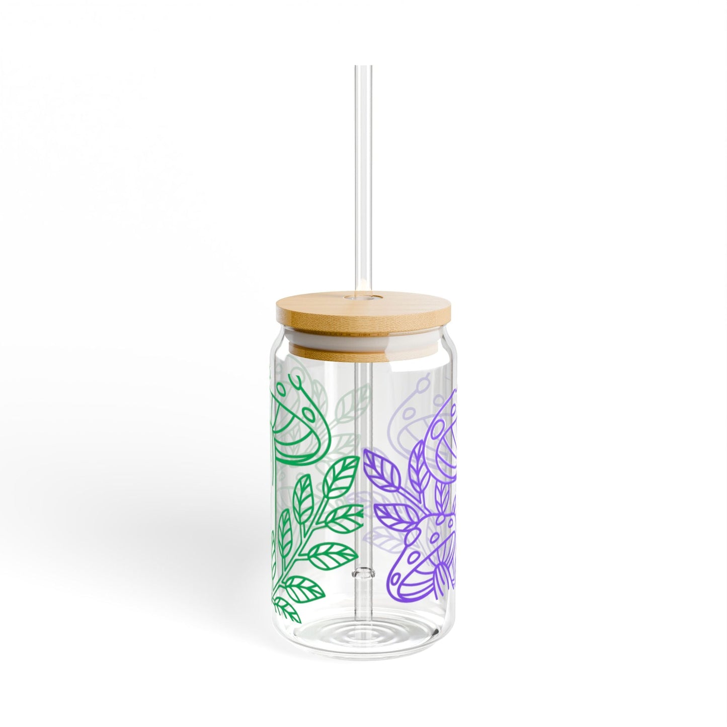 Botanical Sipper Glass, Colorful Nature-Inspired Drinkware, Eco-Friendly, Stylish Straw Glass for Home, Gifts, Picnic, Parties