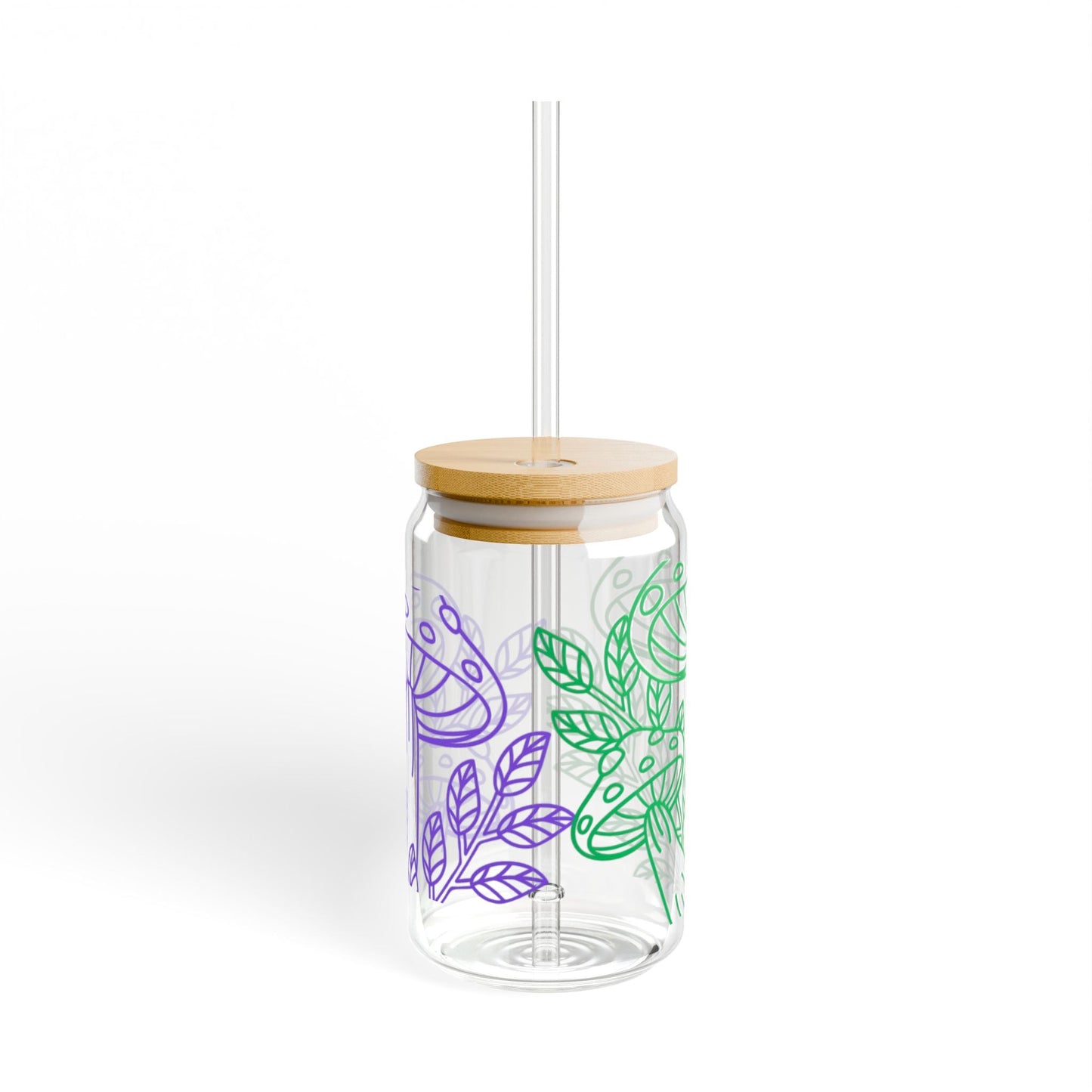 Botanical Sipper Glass, Colorful Nature-Inspired Drinkware, Eco-Friendly, Stylish Straw Glass for Home, Gifts, Picnic, Parties