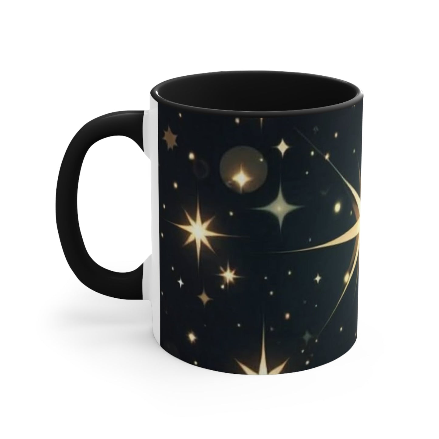 Celestial Star Accent Mug - Cosmic Coffee Cup, Stargazer Gift, Galaxy-Themed Drinkware, Perfect for Space Lovers, Birthday, Holiday