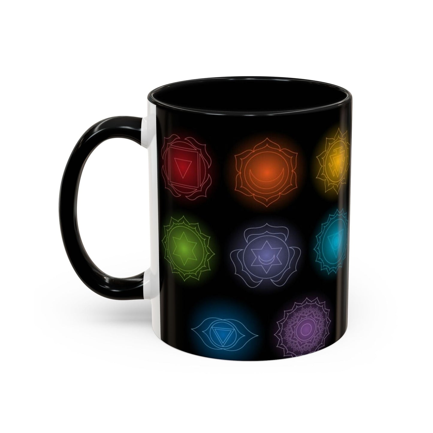 Chakras Coffee Cup, Ceramic Tea Mug, Kitchen Gift, Unique Design, 11oz, 15oz