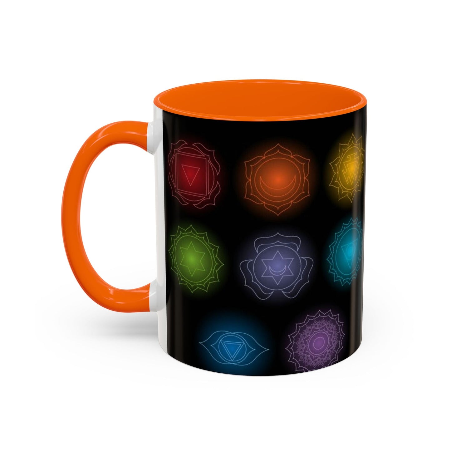 Chakras Coffee Cup, Ceramic Tea Mug, Kitchen Gift, Unique Design, 11oz, 15oz