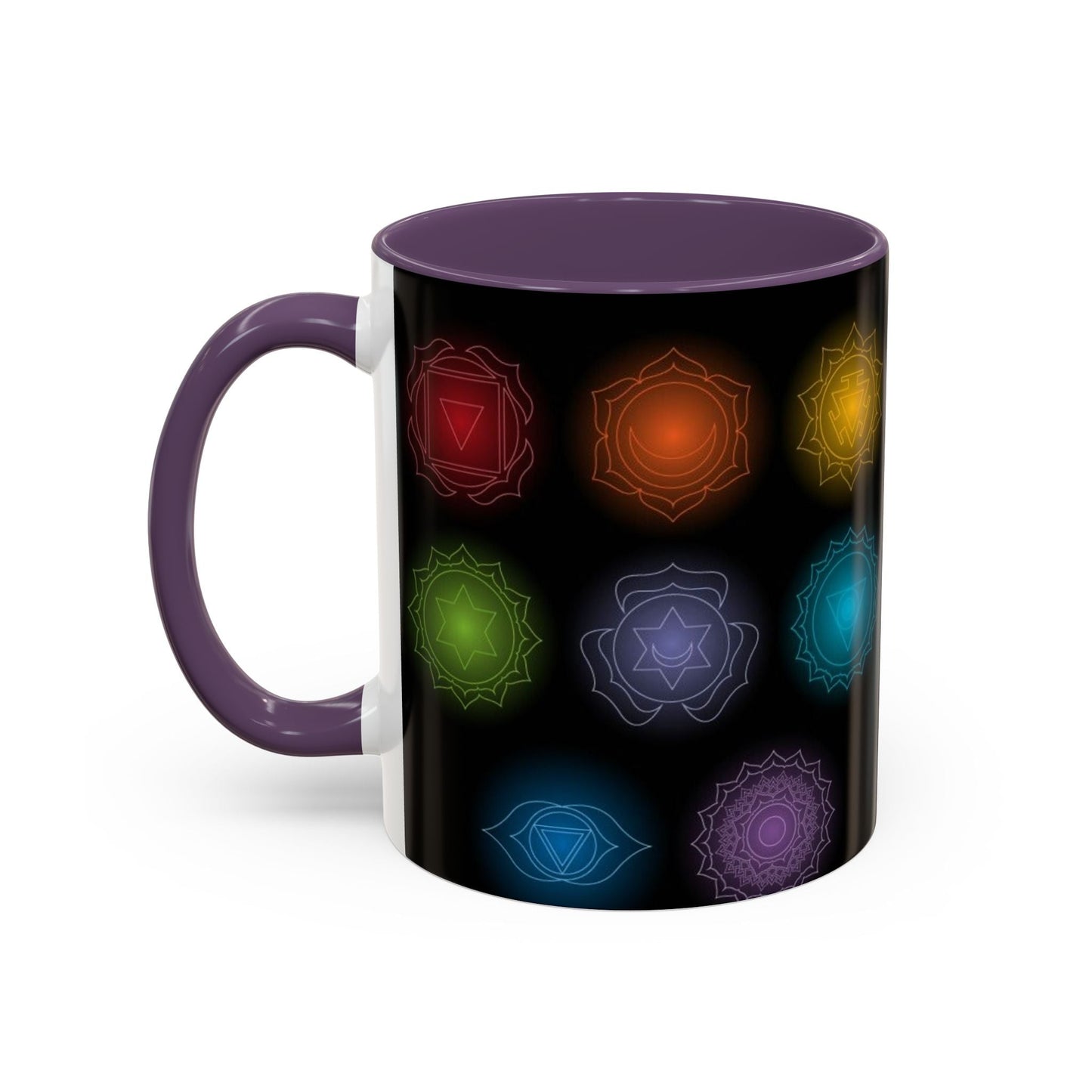 Chakras Coffee Cup, Ceramic Tea Mug, Kitchen Gift, Unique Design, 11oz, 15oz