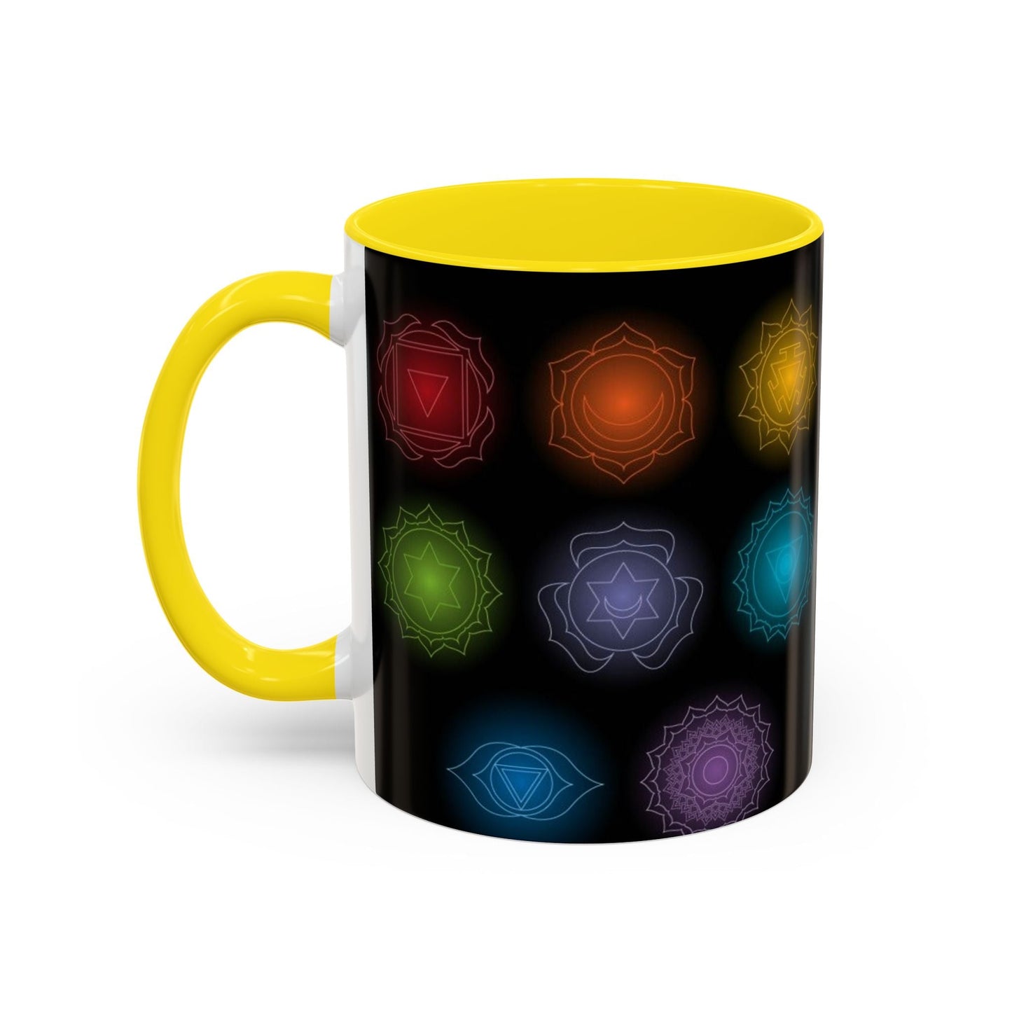 Chakras Coffee Cup, Ceramic Tea Mug, Kitchen Gift, Unique Design, 11oz, 15oz