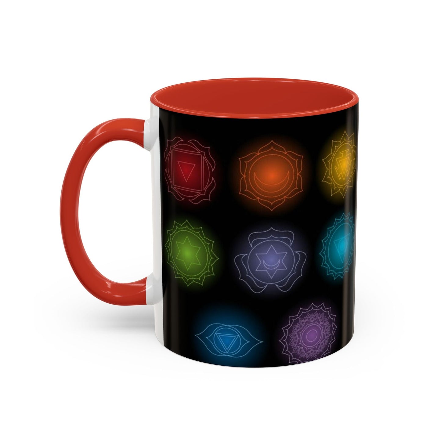 Chakras Coffee Cup, Ceramic Tea Mug, Kitchen Gift, Unique Design, 11oz, 15oz