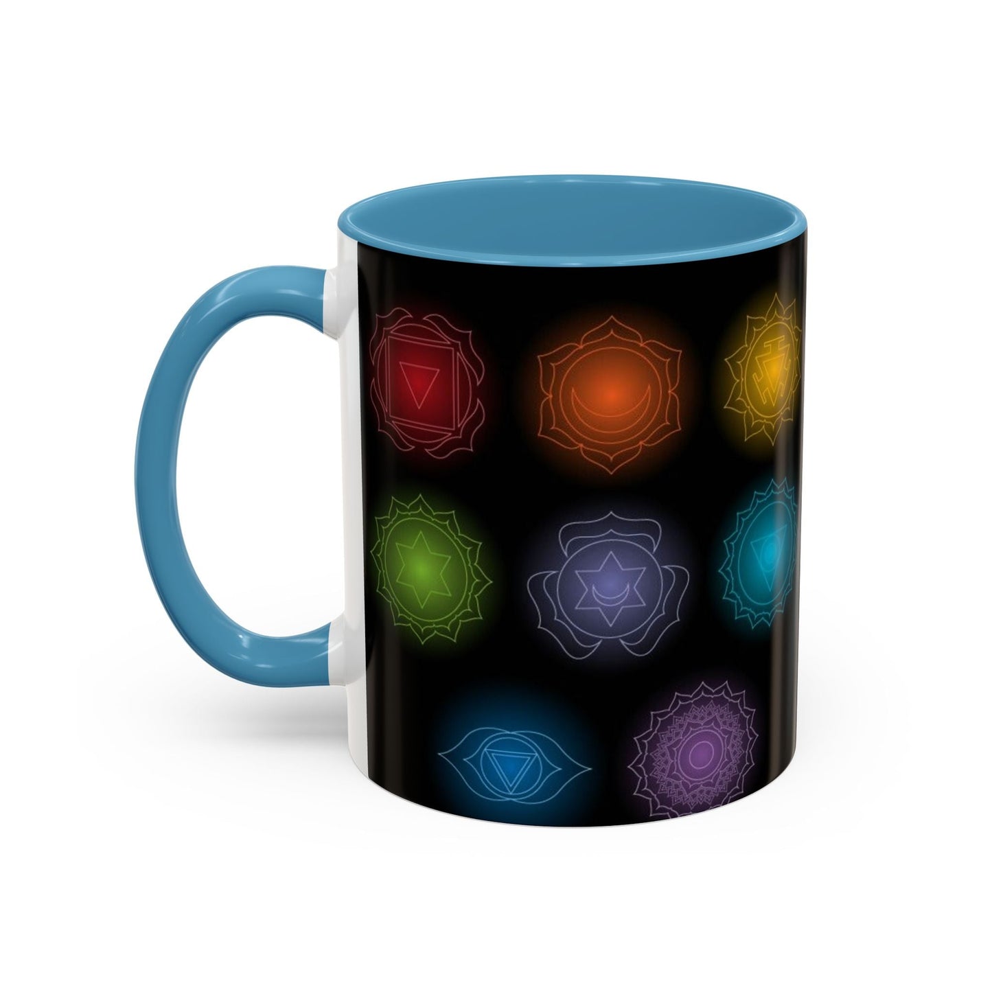 Chakras Coffee Cup, Ceramic Tea Mug, Kitchen Gift, Unique Design, 11oz, 15oz