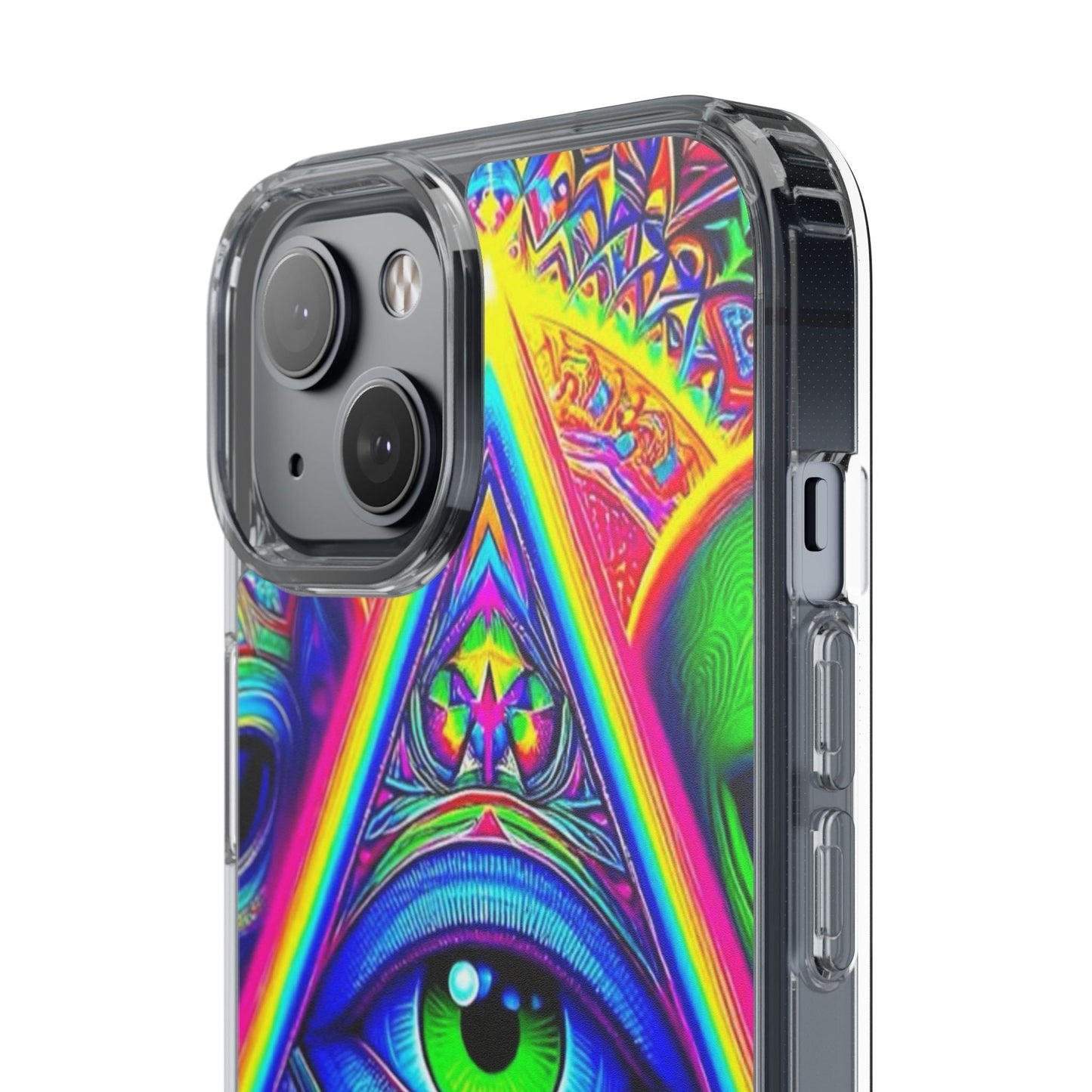 Colorful Alien Eye Phone Case, Psychedelic Clear Case, Gift for Art Lovers, Boho Phone Cover, Festival Accessory, Unique Mobile Case