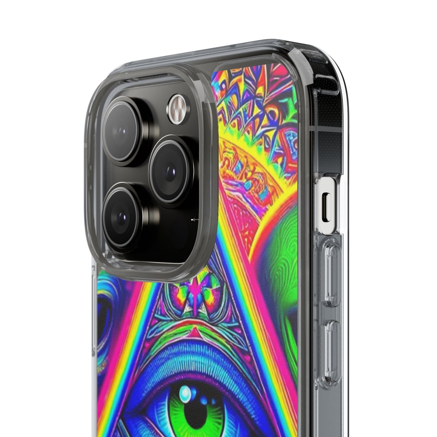 Colorful Alien Eye Phone Case, Psychedelic Clear Case, Gift for Art Lovers, Boho Phone Cover, Festival Accessory, Unique Mobile Case
