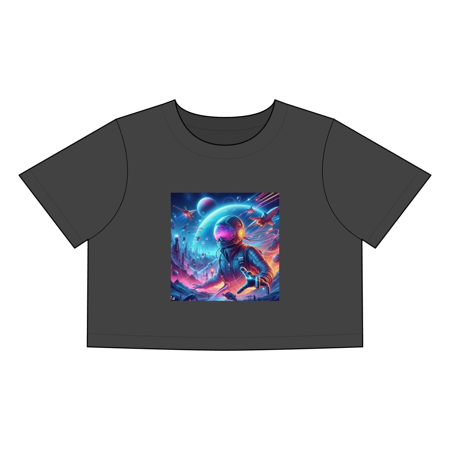 Cosmic Adventure Crop Tee | Space-Themed Fashion, Trendy Summer Top, Astronaut Design, Gift for Sci-Fi Lovers, Festival Wear
