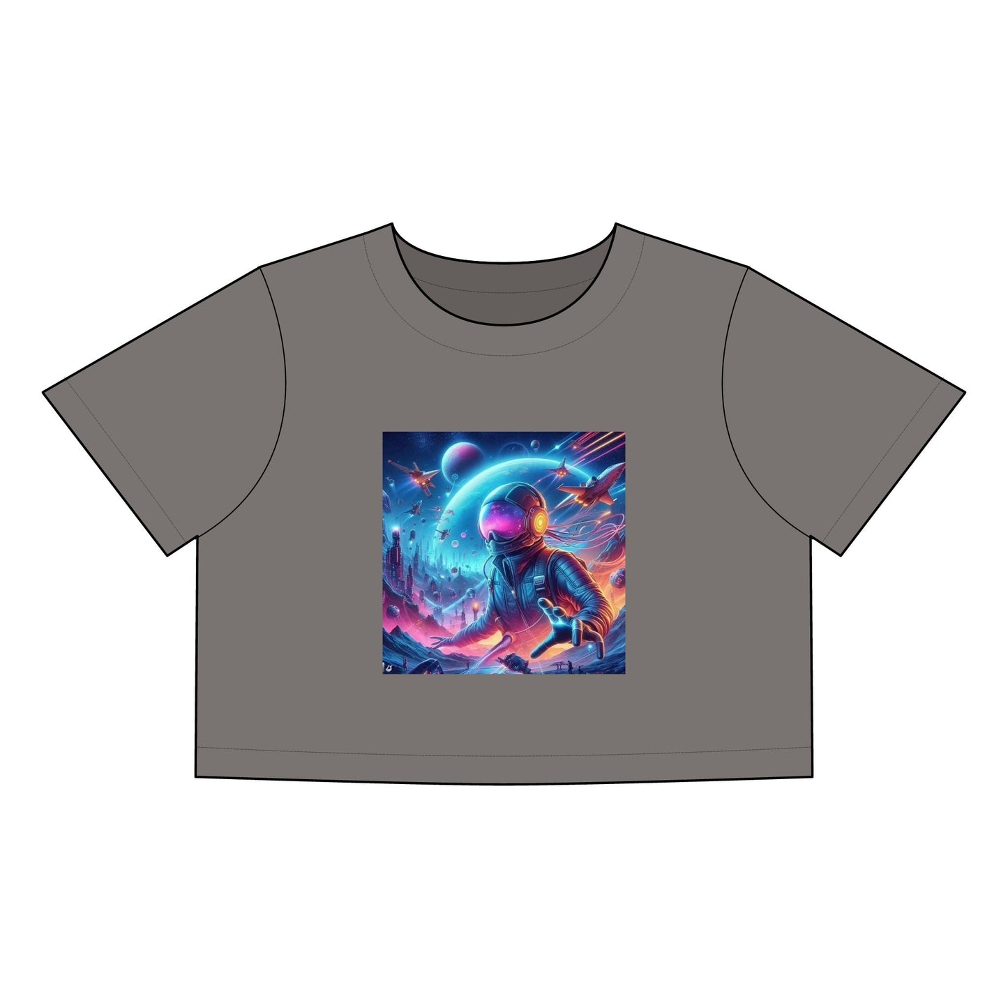 Cosmic Adventure Crop Tee | Space-Themed Fashion, Trendy Summer Top, Astronaut Design, Gift for Sci-Fi Lovers, Festival Wear