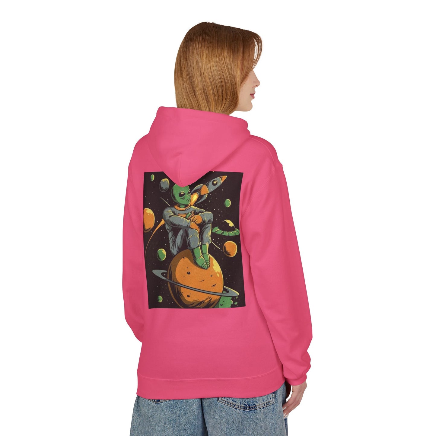 Cosmic Alien Graphic Hoodie - Unisex Midweight Fleece