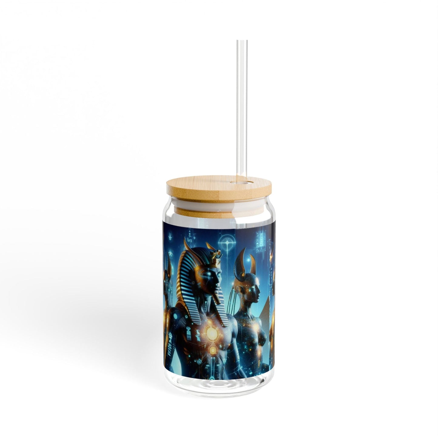 Egyptian Mythology Sipper Glass, 16oz - Perfect for Home Decor, Gifts, Parties, Travel, Egyptian Theme