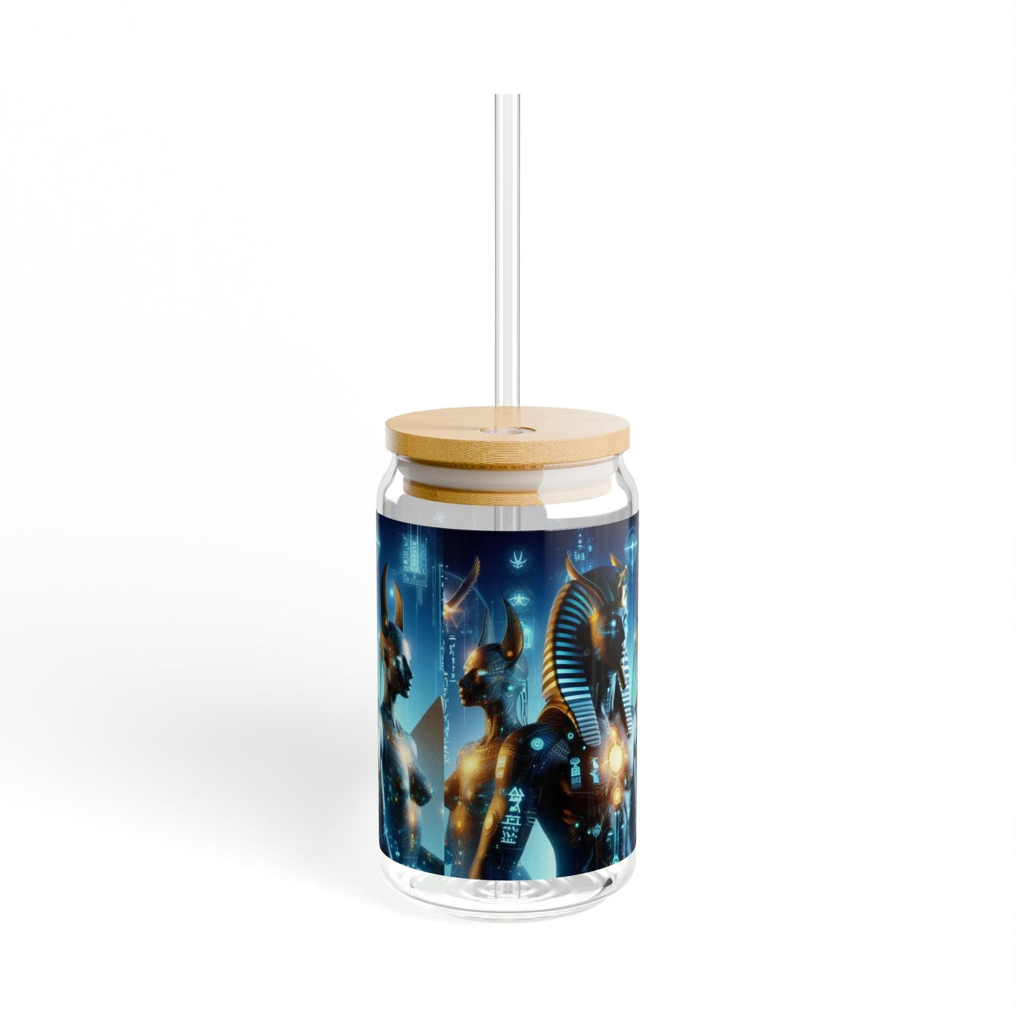 Egyptian Mythology Sipper Glass, 16oz - Perfect for Home Decor, Gifts, Parties, Travel, Egyptian Theme