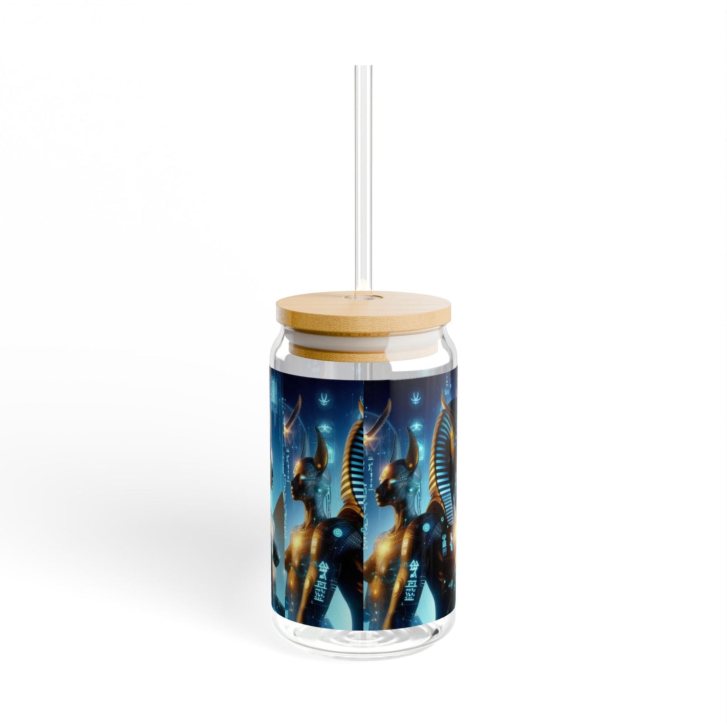 Egyptian Mythology Sipper Glass, 16oz - Perfect for Home Decor, Gifts, Parties, Travel, Egyptian Theme
