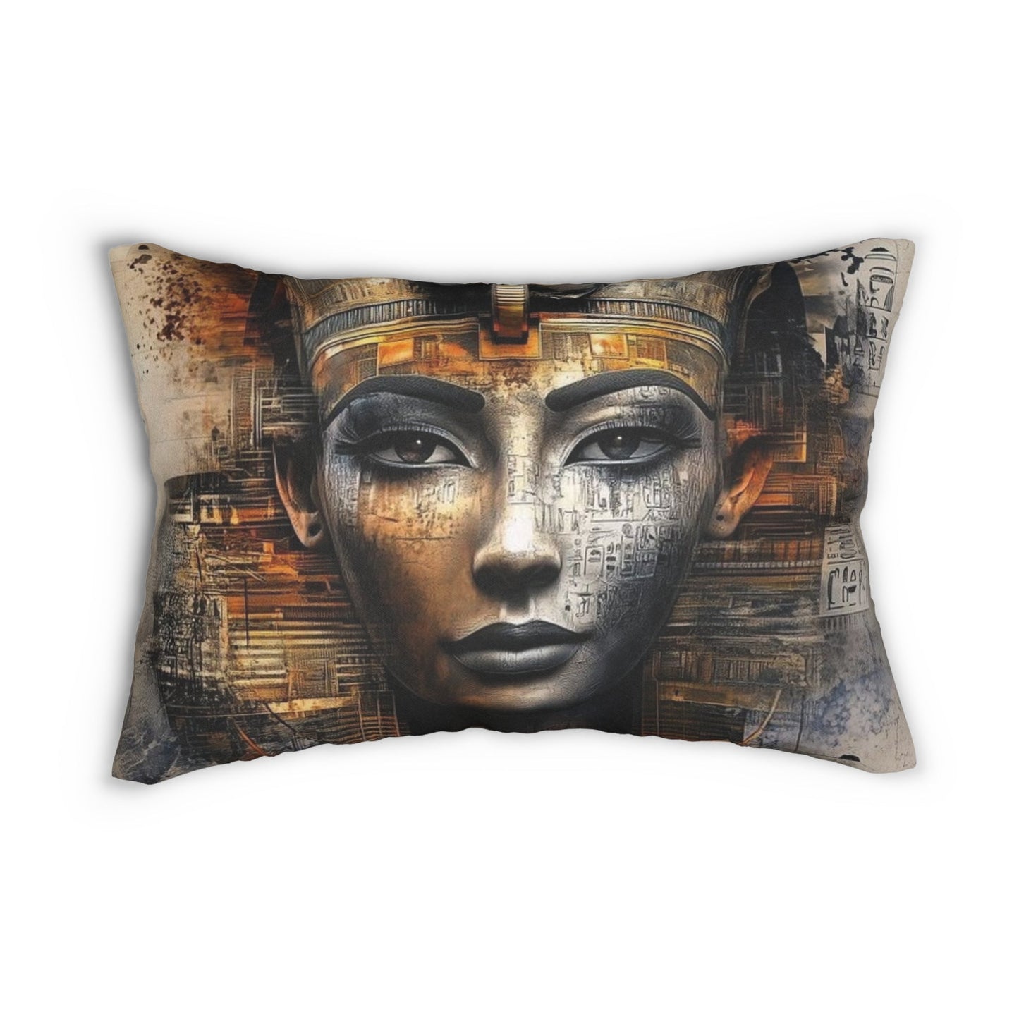Egyptian Queen Lumbar Pillow, Boho Home Decor, Unique Throw Pillow, Art Cushion for Living Room, Gift for History Lovers, Ancient Egypt