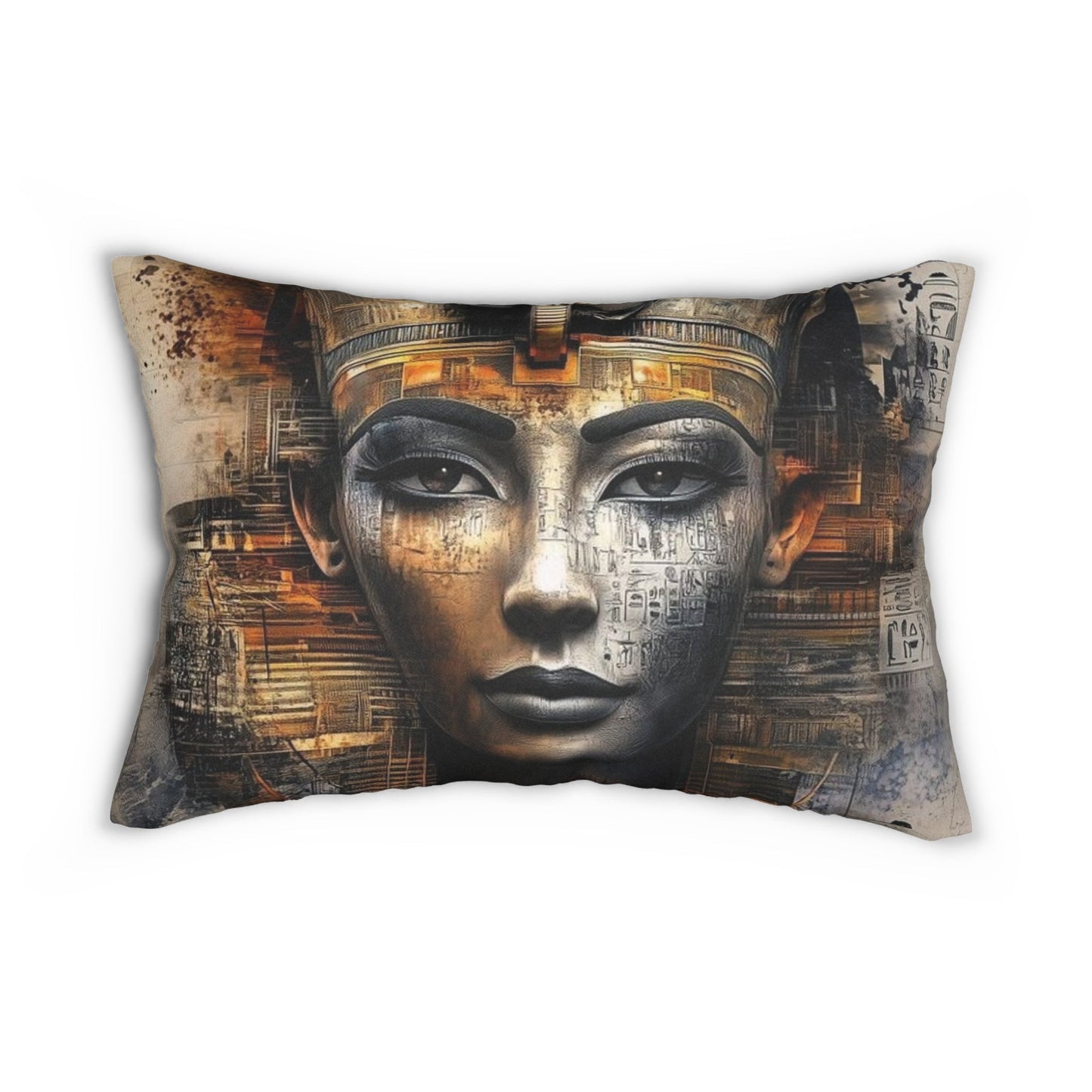 Egyptian Queen Lumbar Pillow, Boho Home Decor, Unique Throw Pillow, Art Cushion for Living Room, Gift for History Lovers, Ancient Egypt