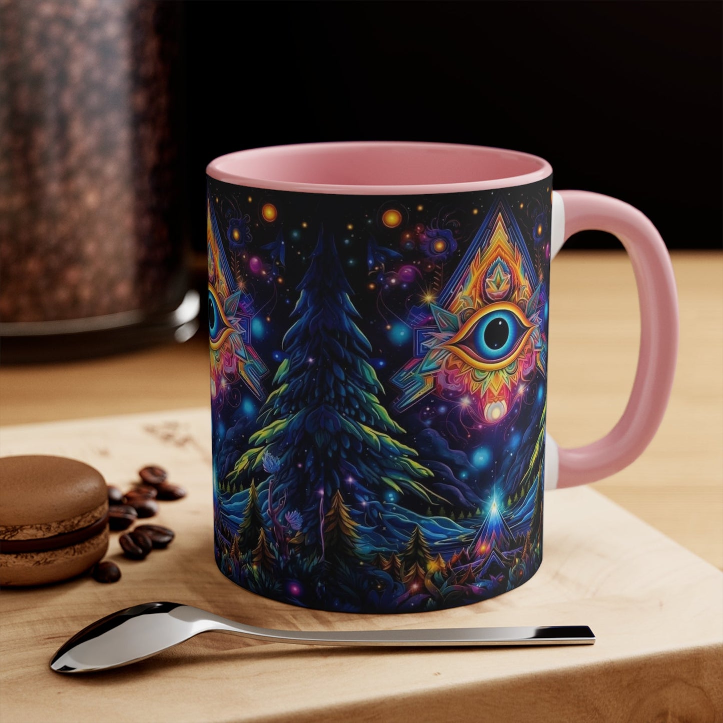 Mystical Boho Coffee Mug, Unique Coffee Mug, Psychedelic Mug Gift, Eye Design Mug, Yoga Lover Mug, Spiritual Decor Mug