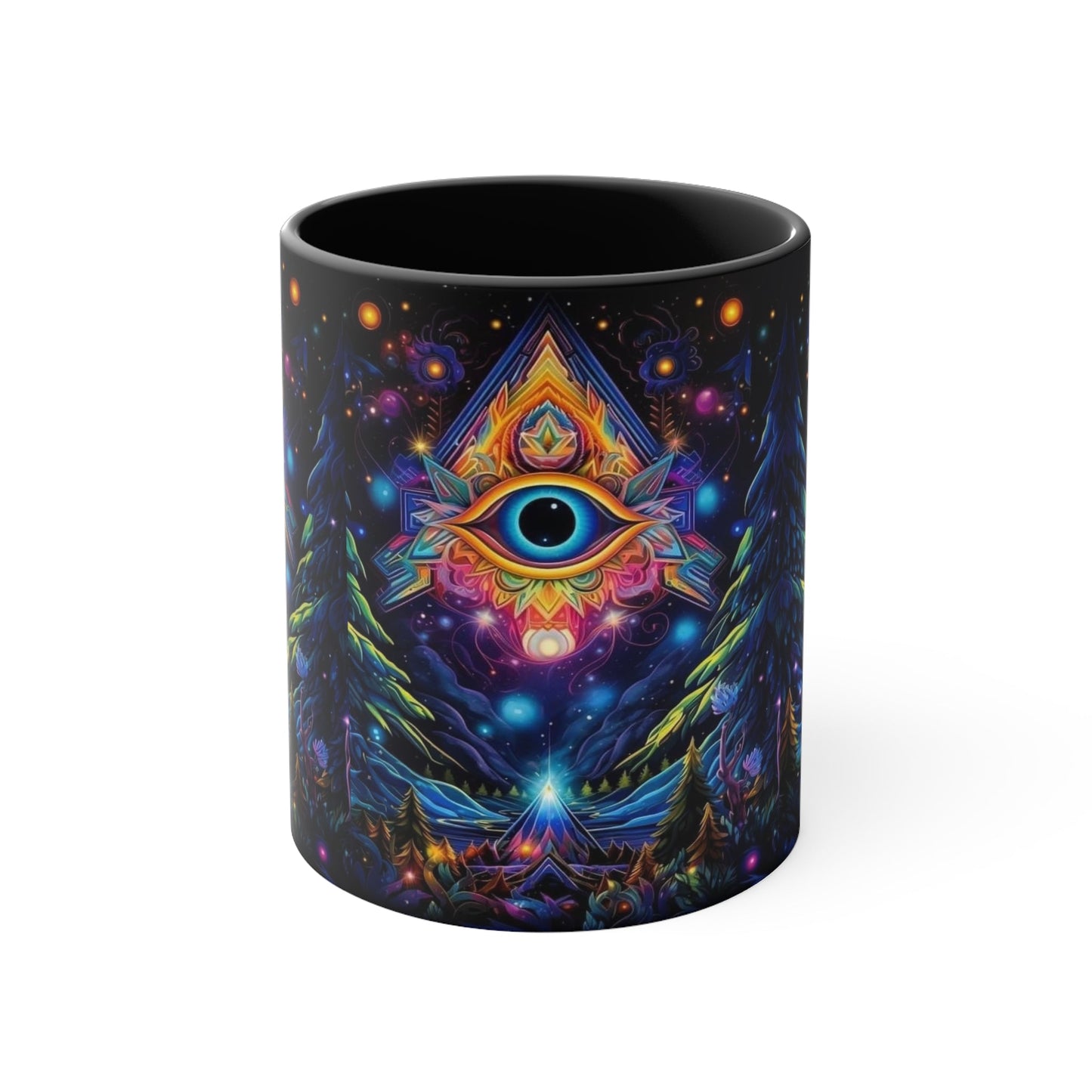 Mystical Boho Coffee Mug, Unique Coffee Mug, Psychedelic Mug Gift, Eye Design Mug, Yoga Lover Mug, Spiritual Decor Mug