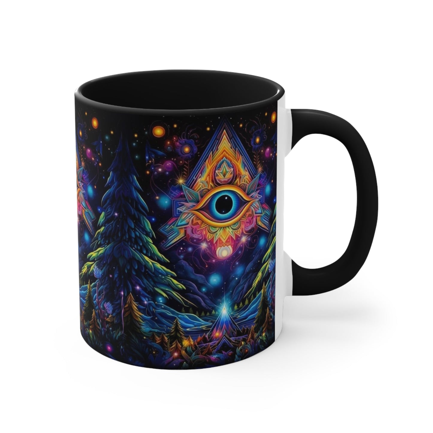 Mystical Boho Coffee Mug, Unique Coffee Mug, Psychedelic Mug Gift, Eye Design Mug, Yoga Lover Mug, Spiritual Decor Mug