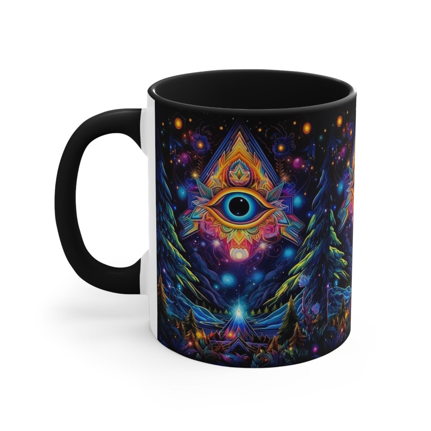 Mystical Boho Coffee Mug, Unique Coffee Mug, Psychedelic Mug Gift, Eye Design Mug, Yoga Lover Mug, Spiritual Decor Mug
