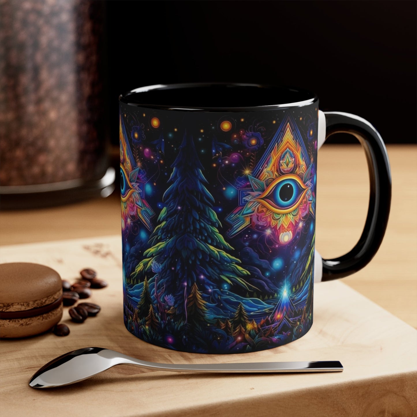 Mystical Boho Coffee Mug, Unique Coffee Mug, Psychedelic Mug Gift, Eye Design Mug, Yoga Lover Mug, Spiritual Decor Mug