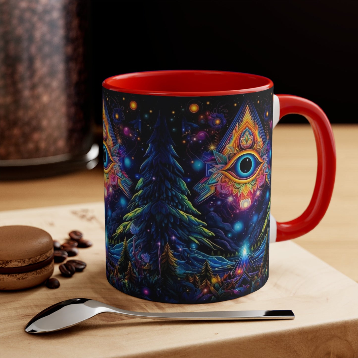 Mystical Boho Coffee Mug, Unique Coffee Mug, Psychedelic Mug Gift, Eye Design Mug, Yoga Lover Mug, Spiritual Decor Mug
