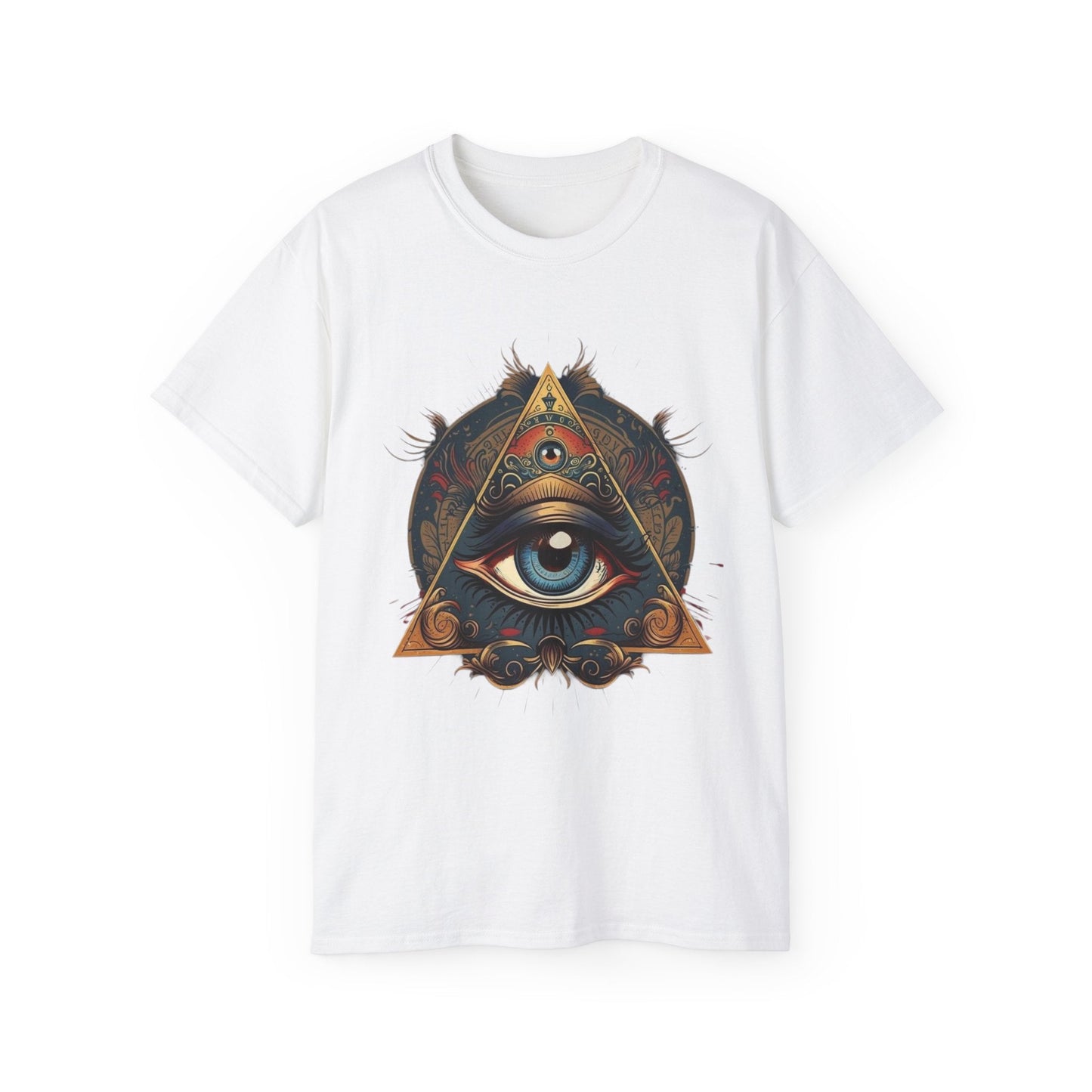 Mystical Eye Unisex Cotton Tee, Bohemian T-Shirt, Spiritual Graphic Tee, Casual Wear, Perfect for Festivals, Gift for All Occasions