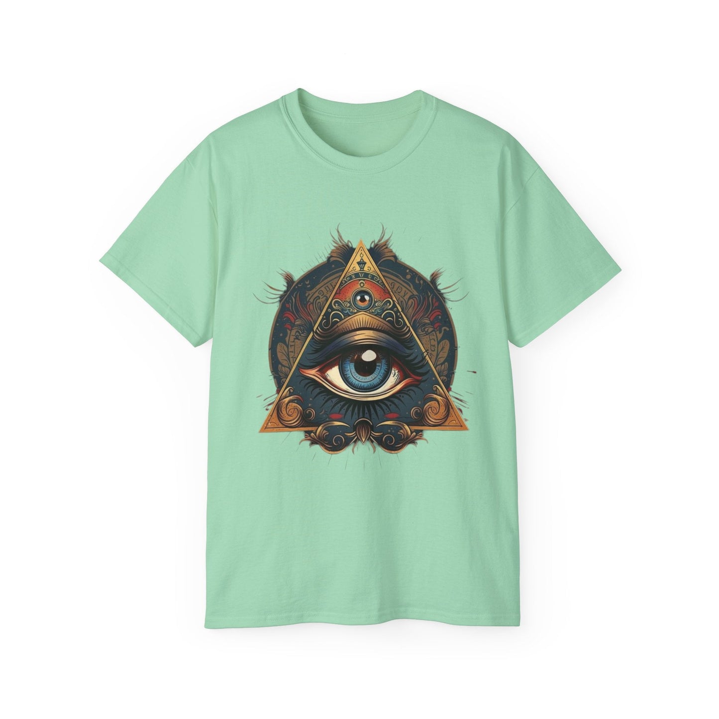 Mystical Eye Unisex Cotton Tee, Bohemian T-Shirt, Spiritual Graphic Tee, Casual Wear, Perfect for Festivals, Gift for All Occasions