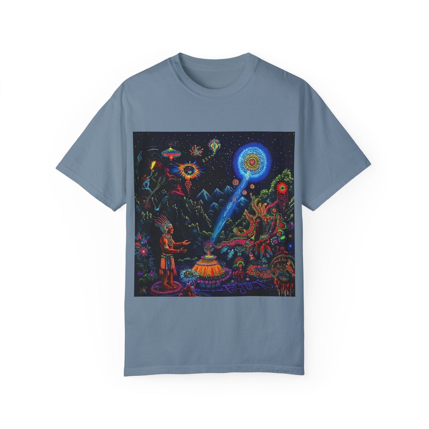 Mystical Universe Unisex Garment-Dyed T-Shirt | Cosmic Art Tee for Festival Lovers