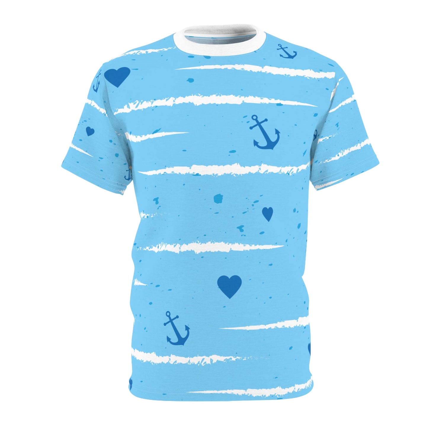 Nautical Heart Unisex Tee - Summer Style with Anchors and Hearts