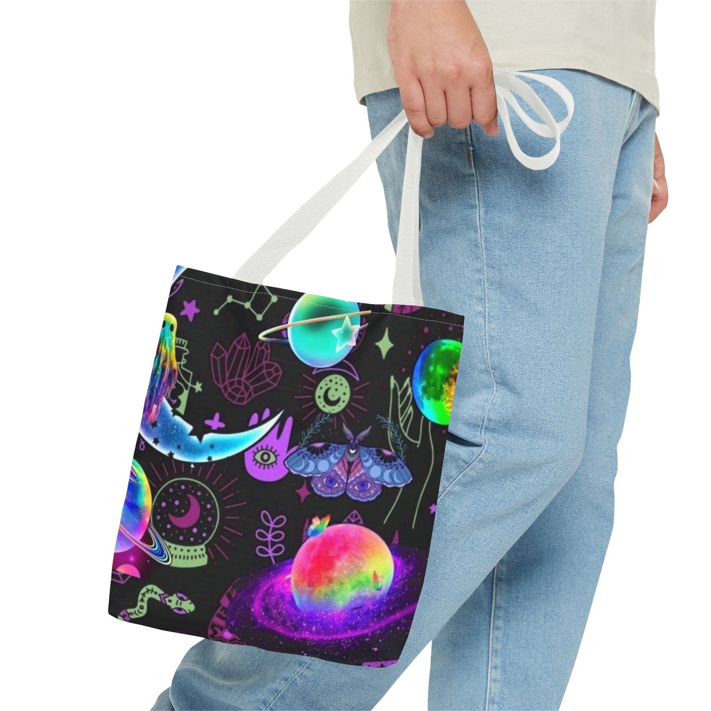 Psychedelic Art Tote Bag, Boho Chic Shopper, Unique Gift for Nature Lovers, Festival Accessory, Everyday Carry All
