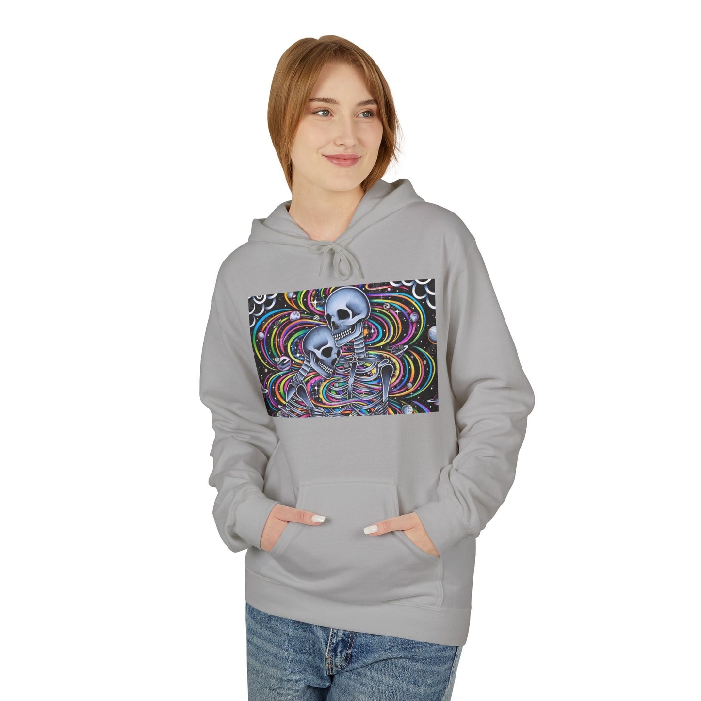 Psychedelic Skull Hoodie, Unisex Cozy Fleece, Perfect for Festivals, Art Lovers, Gift for Friends, Casual Style