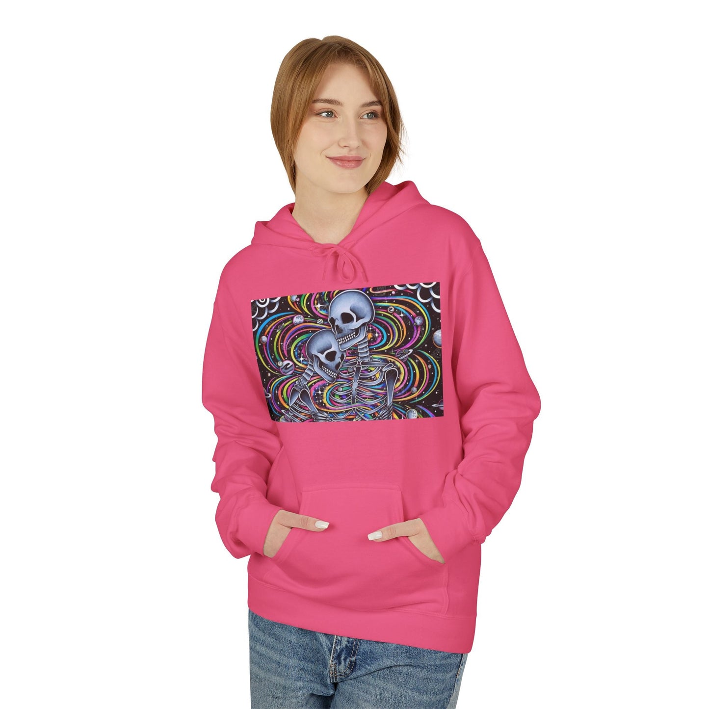 Psychedelic Skull Hoodie, Unisex Cozy Fleece, Perfect for Festivals, Art Lovers, Gift for Friends, Casual Style