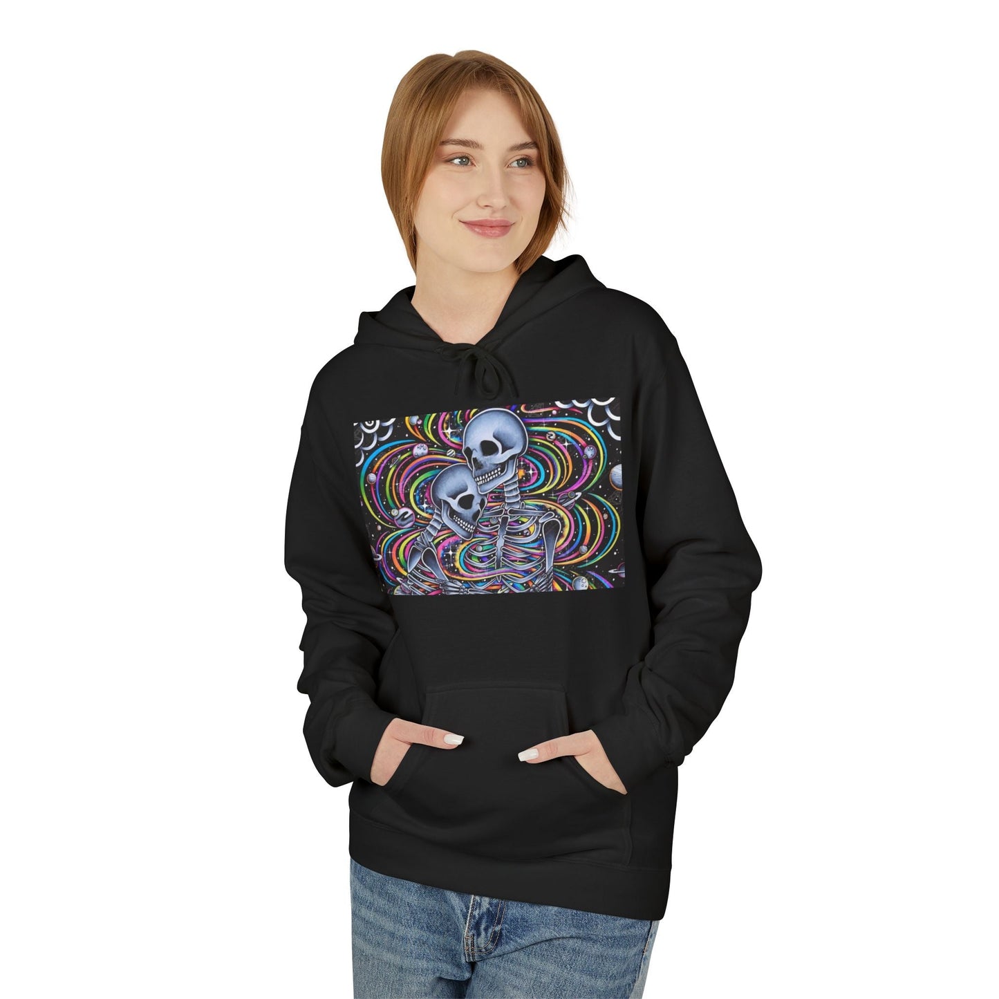 Psychedelic Skull Hoodie, Unisex Cozy Fleece, Perfect for Festivals, Art Lovers, Gift for Friends, Casual Style