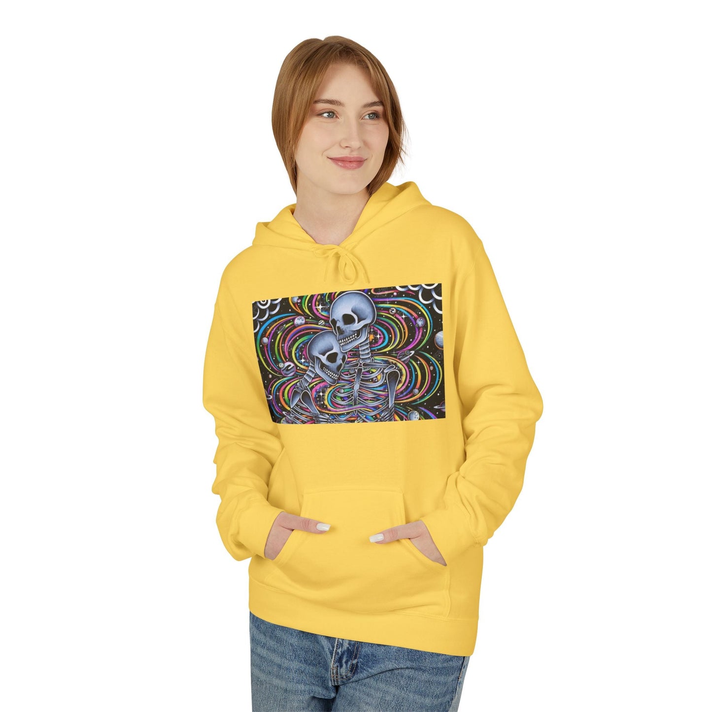 Psychedelic Skull Hoodie, Unisex Cozy Fleece, Perfect for Festivals, Art Lovers, Gift for Friends, Casual Style