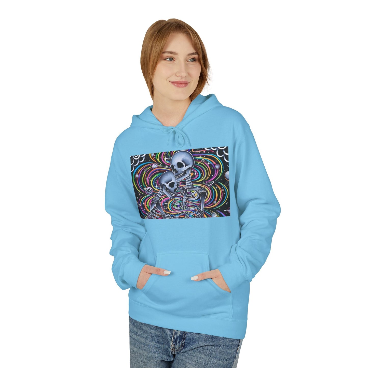Psychedelic Skull Hoodie, Unisex Cozy Fleece, Perfect for Festivals, Art Lovers, Gift for Friends, Casual Style