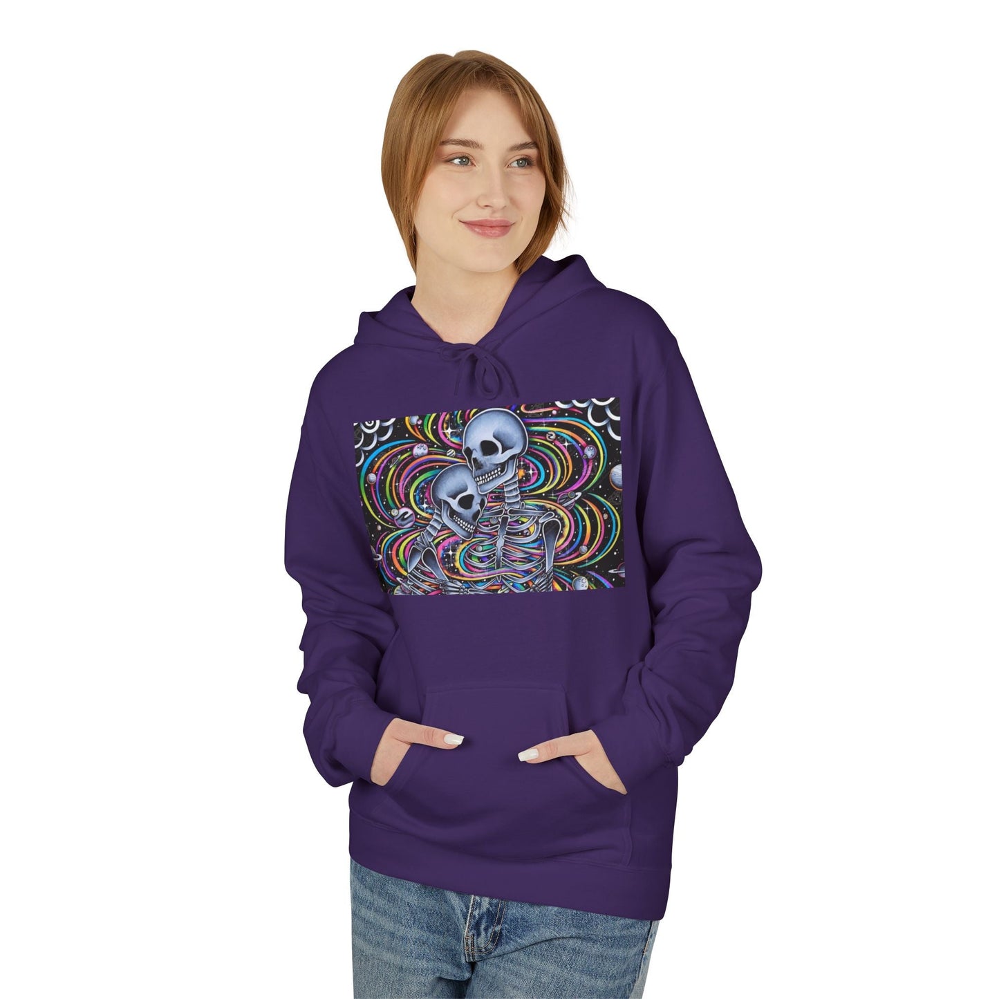 Psychedelic Skull Hoodie, Unisex Cozy Fleece, Perfect for Festivals, Art Lovers, Gift for Friends, Casual Style