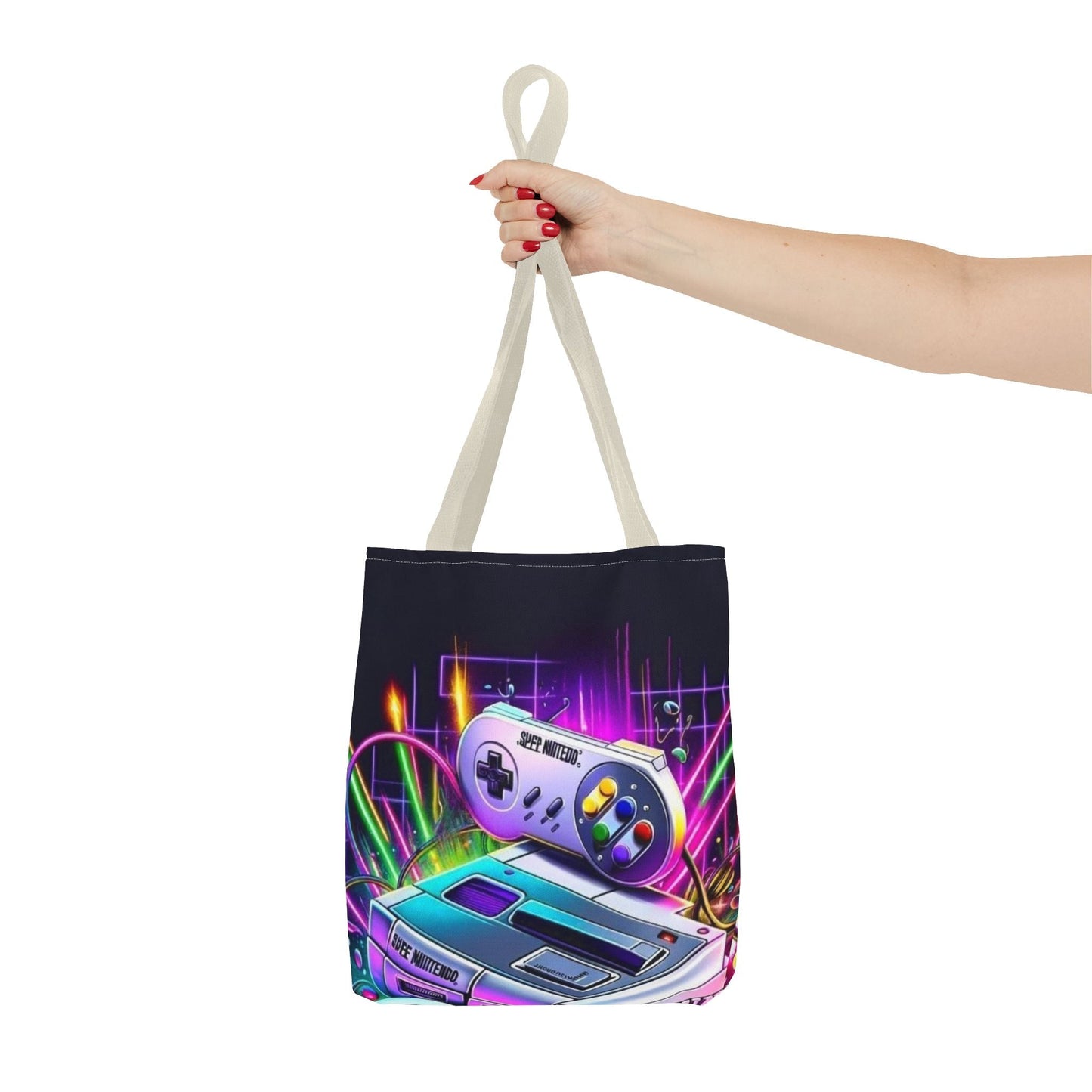 Retro Gamer Tote Bag - Colorful Video Game Art, Gaming Accessories, Gift for Gamers, Stylish Carryall, Console Inspired Design
