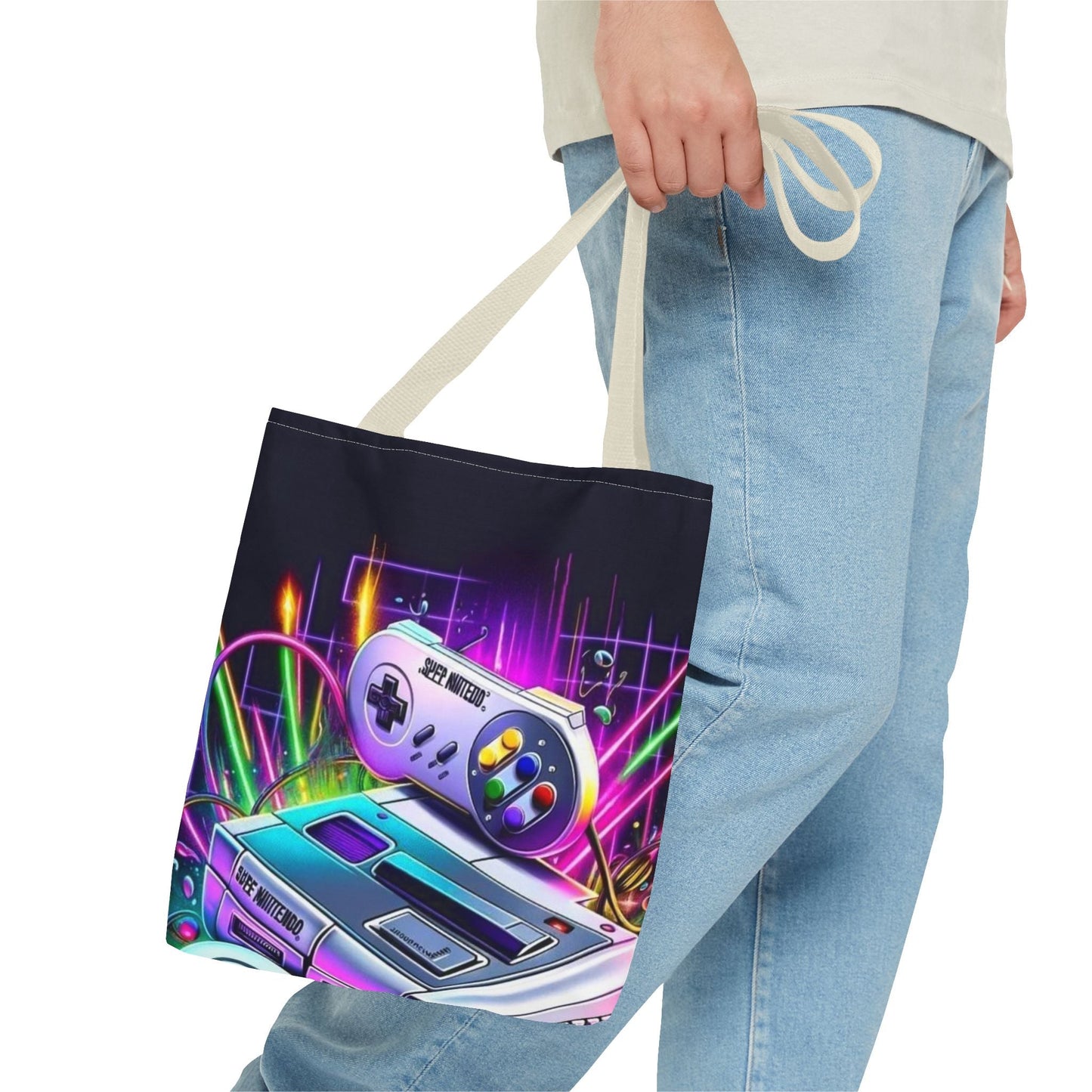 Retro Gamer Tote Bag - Colorful Video Game Art, Gaming Accessories, Gift for Gamers, Stylish Carryall, Console Inspired Design